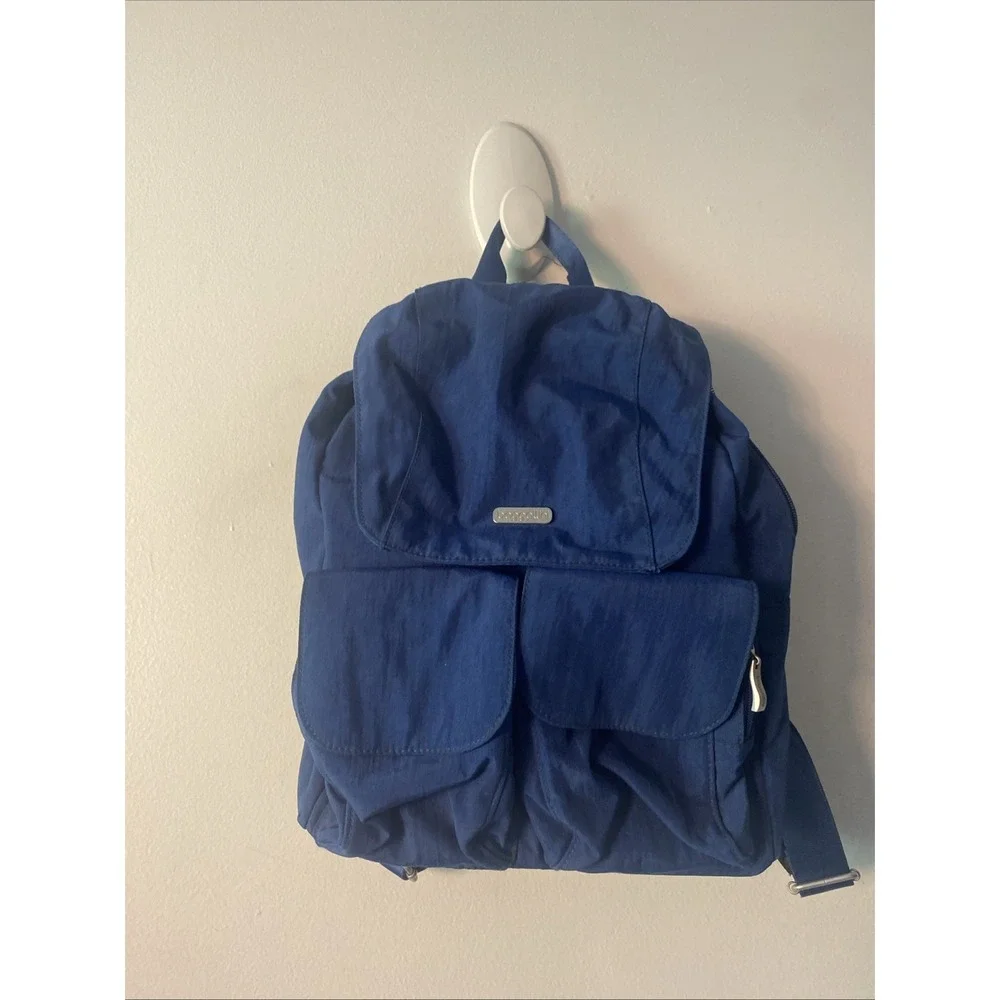 Baggallini Womens Mission Backpack Travel Bag Blue Nylon